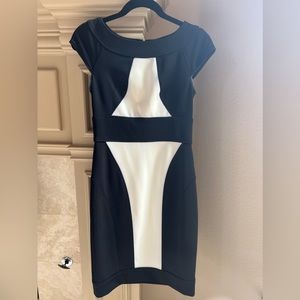 Maggie London tapered black and bream dress, size 4